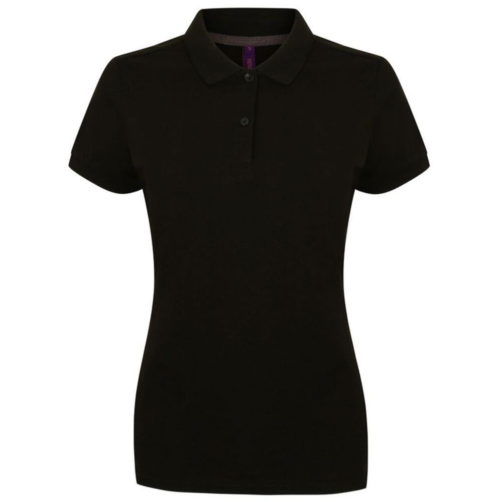 Henbury Womens/Ladies Micro-Fine Polo Shirt / Black